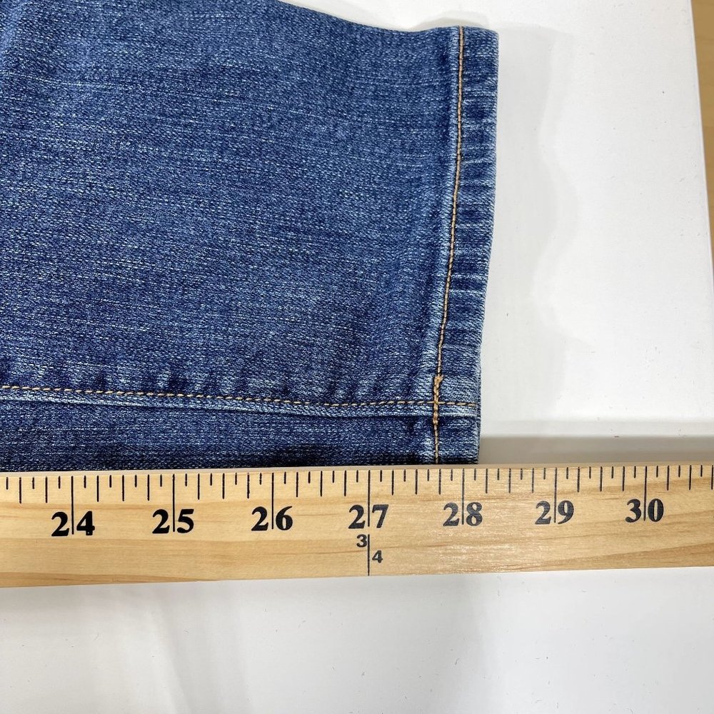 LOFT Ann Taylor Blue Relaxed Skinny Straight Leg Jeans Whiskered Size 4 - Picture 8 of 8